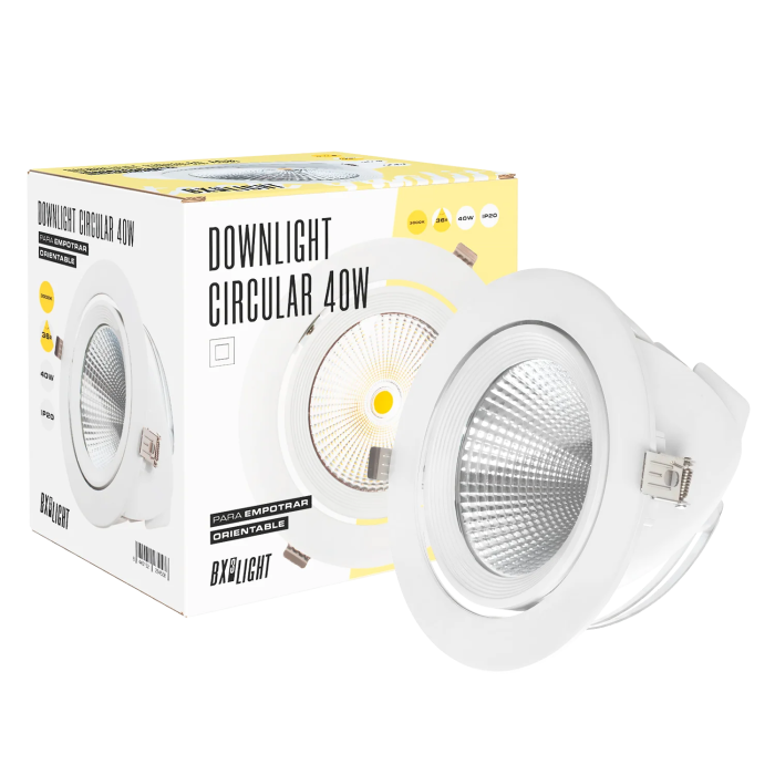BX3 Downlight LED spot orientable 40W 4000Lm 6000K blanc froid UGR<17, montage encastré, 50000h de durée de vie [BX3-40W-GW]