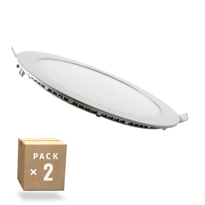 Pack 2 Plaque LED 20W 2000Lm 4200K Circular 40.000H PE-1011P2-W 0