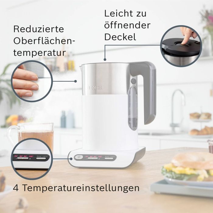 Bouilloire BOSCH TWK8611P 2400 W Blanc Gris Anthracite plástico,acero inoxidable 2400 W 1,5 L 10 Bouilloire BOSCH TWK8611P 2400 W Blanc Gris Anthracite plástico,acero inoxidable 2400 W 1,5 L 10