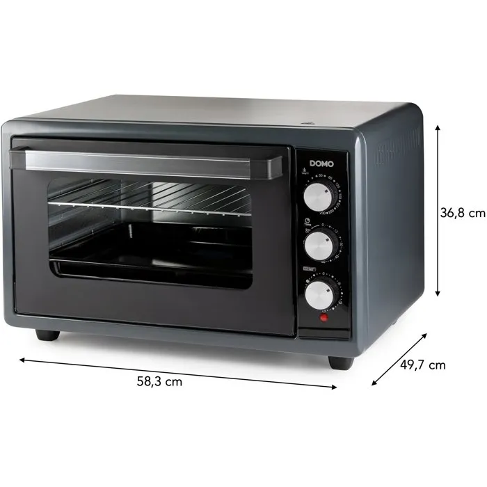 Domo Four électrique multifonction XXL DO808GO 50 L - Noir - 2000 W - 4 fonctions de chaleur - Température 30 à 230°C - Minuterie 90 min Domo Four électrique multifonction XXL DO808GO 50 L - Noir - 2000 W - 4 fonctions de chaleur - Température 30 à 230°C - Minuterie 90 min