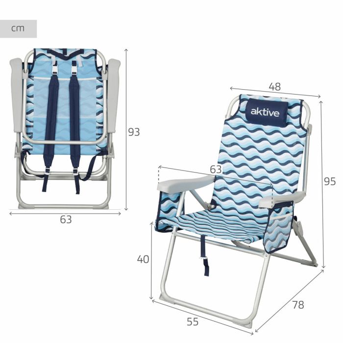 Chaise de Plage Aktive 48 x 95 x 78 cm (2 Unités) 3 Chaise de Plage Aktive 48 x 95 x 78 cm (2 Unités) 3