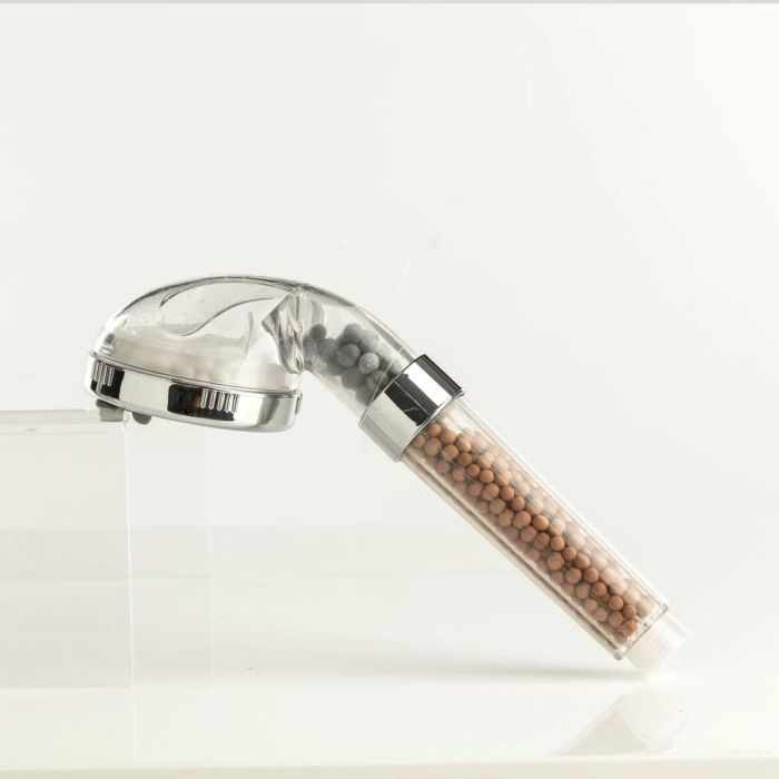 Pomme de douche 5five Simply Smart Transparent ABS Chrome Ø 7,9 x 7,5 x 24,5 cm Pierres minérales et relaxantes 1