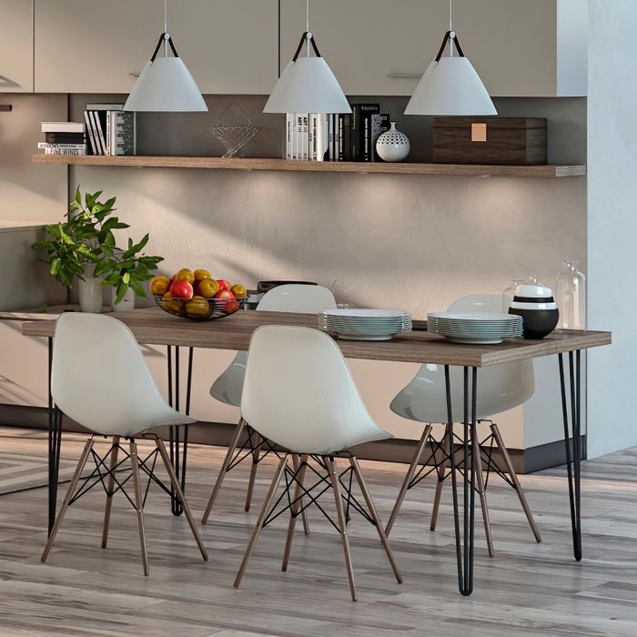 Emuca Lot de 4 pieds Hairpin de 3 fils par table, hauteur 710mm, Acier, Peint en noir 3