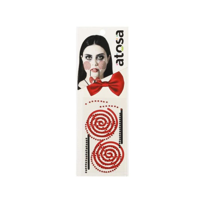 Kit de maquillage pour Halloween - Joyaux faciaux adhésifs à motifs spirales et détails de clown pour déguisement effrayant et théâtre - 2025