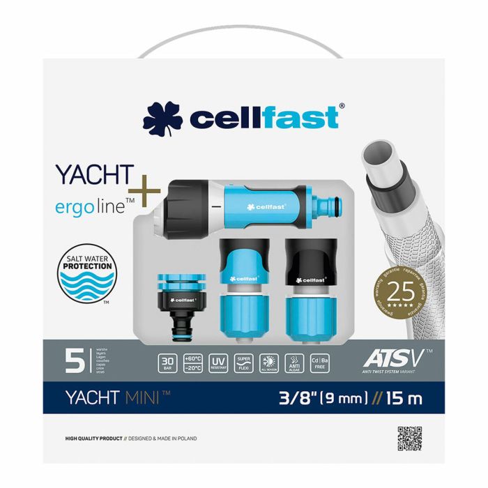 Jeu de tuyaux avec accessoires Cellfast Yacht Mini Ats PVC 15 m Ø 9 mm 0 Jeu de tuyaux avec accessoires Cellfast Yacht Mini Ats PVC 15 m Ø 9 mm 0