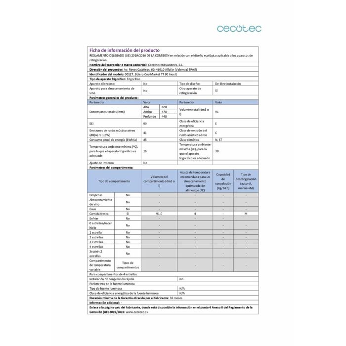 Mini réfrigérateur Cecotec Bolero CoolMarket TT 90 90 L 47 x 44 x 83 cm 5 Mini réfrigérateur Cecotec Bolero CoolMarket TT 90 90 L 47 x 44 x 83 cm 5