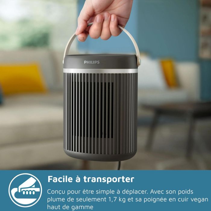 Philips Radiateur soufflant connecté série 3000 IA 2000 W avec oscillation 45°, réglable via app, 5 modes, silencieux 24dB, gris foncé