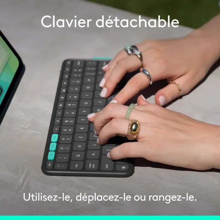 Logitech Flip Folio - Étui clavier Bluetooth détachable pour iPad Pro 11" M4/M5 et iPad Air 11" M2/M3 (5e génération 2024) - Graphite