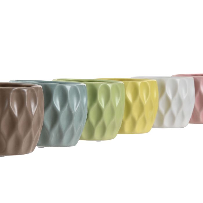 Cache-pot Home ESPRIT Jaune Blanc Vert Rose Dolomite Losanges 12 x 12 x 10 cm (6 Unités) 3