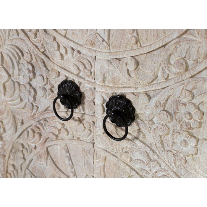 Giner y Colomer - Armoire en bois de manguier avec portes sculptées style ethnique, finition sable - Dimensions portes : 142x36 cm 4 Giner y Colomer - Armoire en bois de manguier avec portes sculptées style ethnique, finition sable - Dimensions portes : 142x36 cm 4