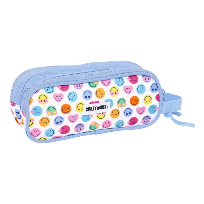 Trousse Fourre-Tout Double Smiley Joyful Multicouleur Bleu clair 21 x 8 x 6 cm 1
