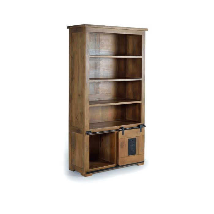GINER Y COLOMER Vitrina Buffet en Bois de Mango Naturel avec Porte Coulissante et 2 Tiroirs - Style Industriel 185x100x40 cm 1 GINER Y COLOMER Vitrina Buffet en Bois de Mango Naturel avec Porte Coulissante et 2 Tiroirs - Style Industriel 185x100x40 cm 1