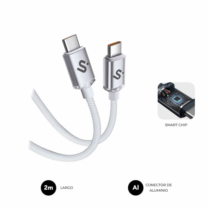 Câble USB-C vers USB-C Subblim OPTIMUS Blanc 2 m 18