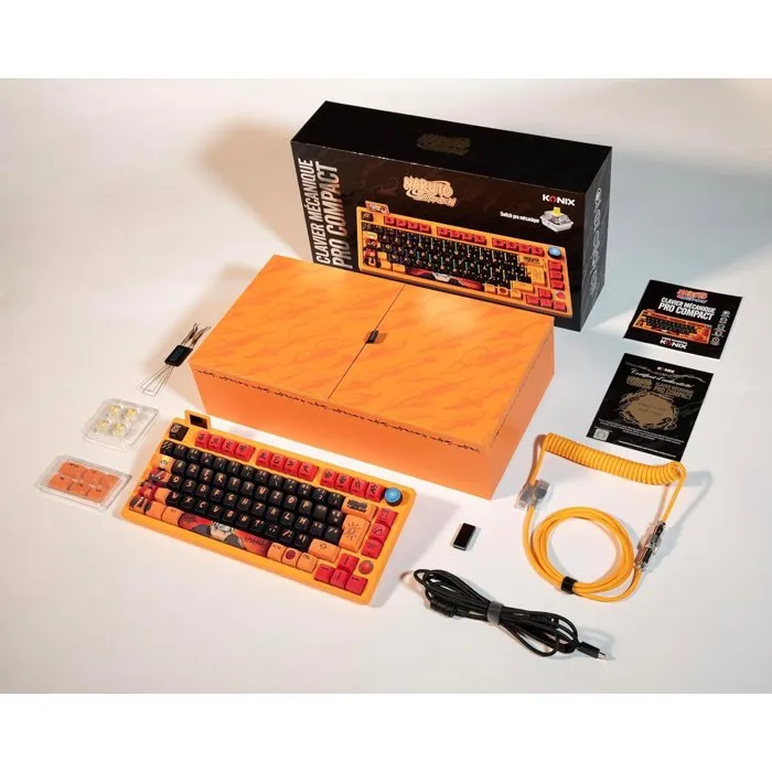 Clavier Mécanique Konix Naruto Shippuden Édition Pro Collector Numérotée - AZERTY - Switch Gateron Yellow Pro - RGB - Bluetooth / 2.4 GHz / USB - Rétroéclairage LED
