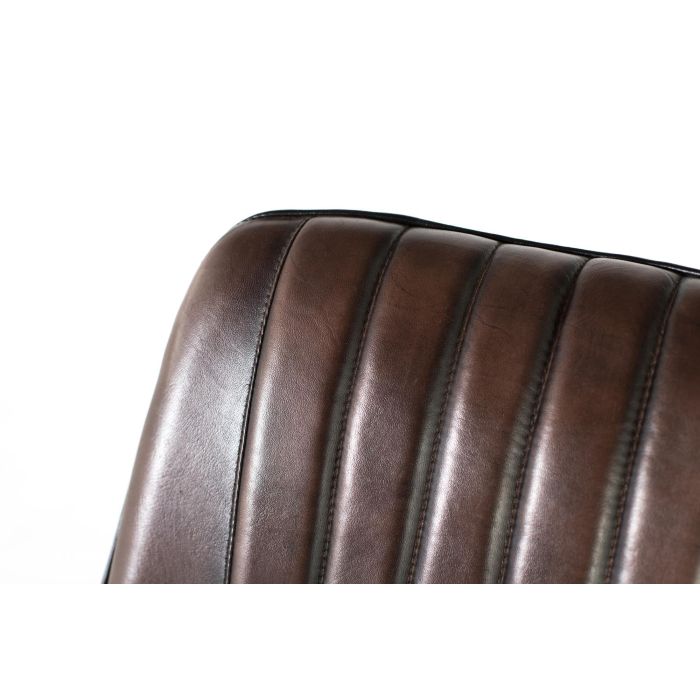 Giner y Colomer - Fauteuil en cuir véritable et métal, marron foncé - 87x53x63 cm - Détails artisanaux et finition avec nœuds naturels du bois 4