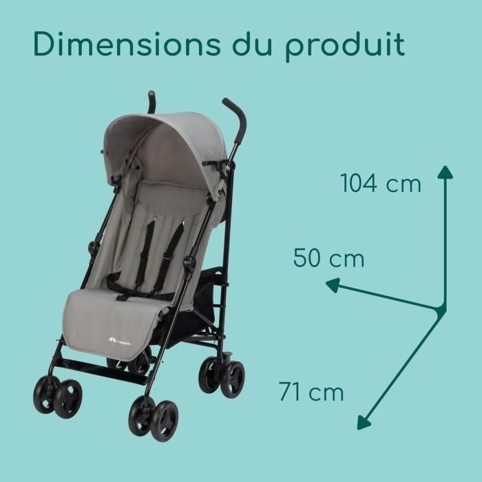 BEBECONFORT RAINBOW Poussette Canne 2eme âge, légere, pliage facile, multipositions, 6 mois a 4 ans, jusqu'a 22 kg MINERAL GRAY 3