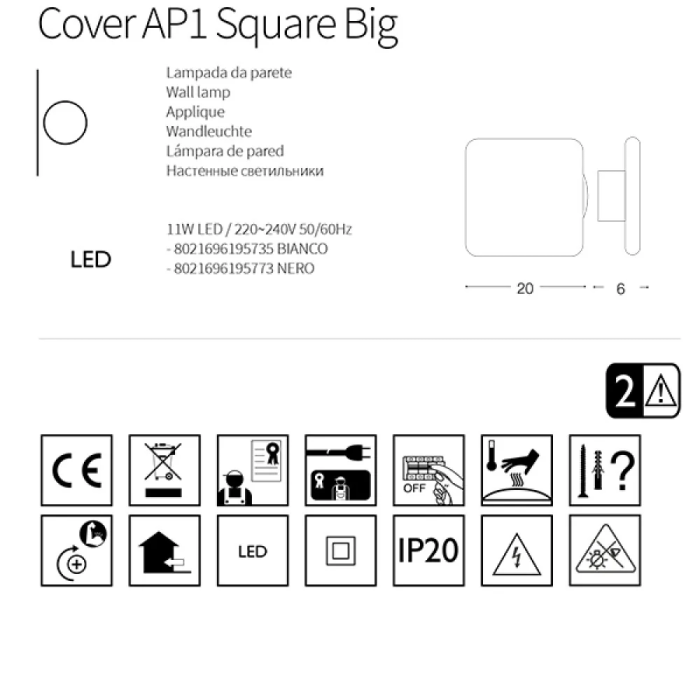 Applique LED COVER I-L-195773 11W 1 Lumière 2