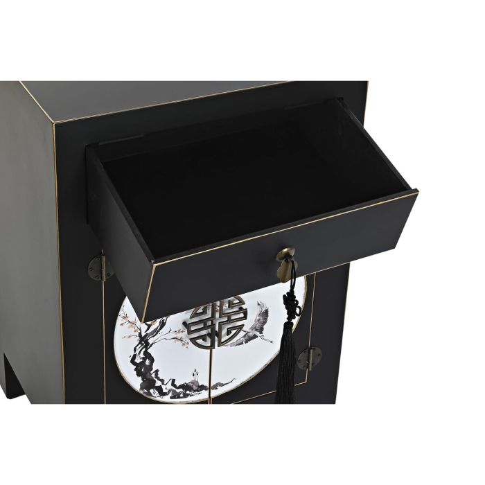 Table de Nuit DKD Home Decor Blanc Noir Doré Sapin Bois MDF 45 x 36 x 66 cm 4