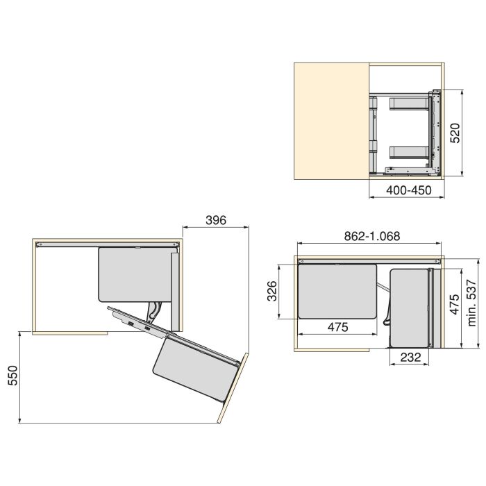 Emuca Accessoire extractible Harmony pour meuble de cuisine, Droite, Acier et Bois, Gris anthracite 7