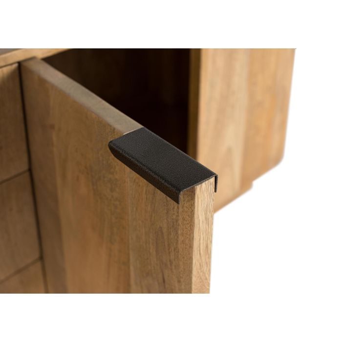 GINER Y COLOMER Meuble TV Bois de Manguier 4 Portes 3 Tiroirs avec Poignées Métal - Design Moderne aux Lignes Épurées, Coloris Naturel, Dimensions Portes 48x33cm 4