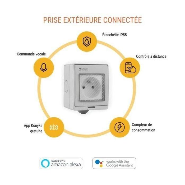 Prise extérieure - KONYKS - Pluviose FR - WiFi - Blanc 3