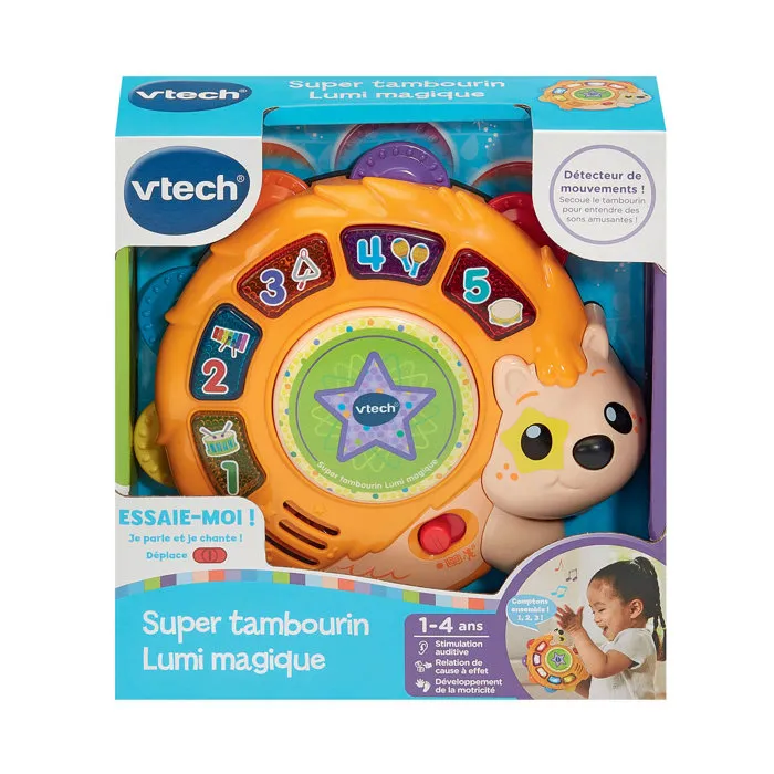 VTECH BABY Super Tambourin Lumière Magique - Jouet musical interactif pour enfants 1-4 ans, 2 modes de jeu, apprentissage des chiffres, couleurs et instruments - Multicolore VTECH BABY Super Tambourin Lumière Magique - Jouet musical interactif pour enfants 1-4 ans, 2 modes de jeu, apprentissage des chiffres, couleurs et instruments - Multicolore