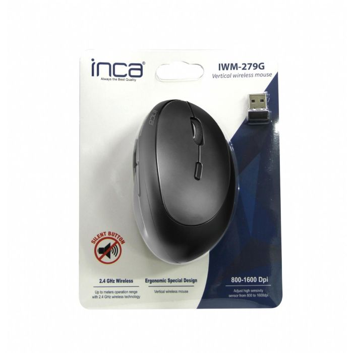 INCA Maus IWM-279G Vertical, Wireless, 1600 DPI, GRAU retail 5