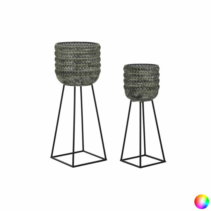 Set de pots de fleurs DKD Home Decor Usé 32 x 32 x 84 cm Métal (2 Unités) 3