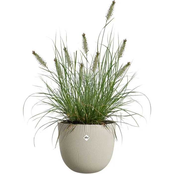 ELHO Sereh Rond 60 - Pot de fleur rond 110 L - Ø 59 x H 51 cm - Beige - Intérieur/extérieur - En plastique 100% recyclé