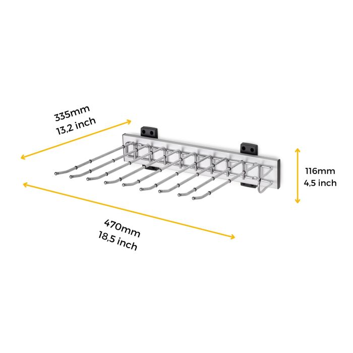 Emuca Porte-pantalons Self à montage latéral pour armoire, Droite, Chromé, Acier et Plastique et Aluminium. 7