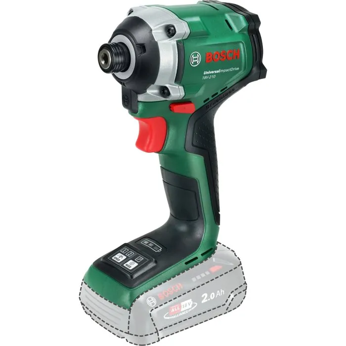 Bosch UniversalImpactDrive 18V-210 Visseuse à chocs sans fil 18V, couple max 210 Nm, compacte avec éclairage LED et puce Syneon, compatible batteries 18V POWER FOR ALL Bosch UniversalImpactDrive 18V-210 Visseuse à chocs sans fil 18V, couple max 210 Nm, compacte avec éclairage LED et puce Syneon, compatible batteries 18V POWER FOR ALL