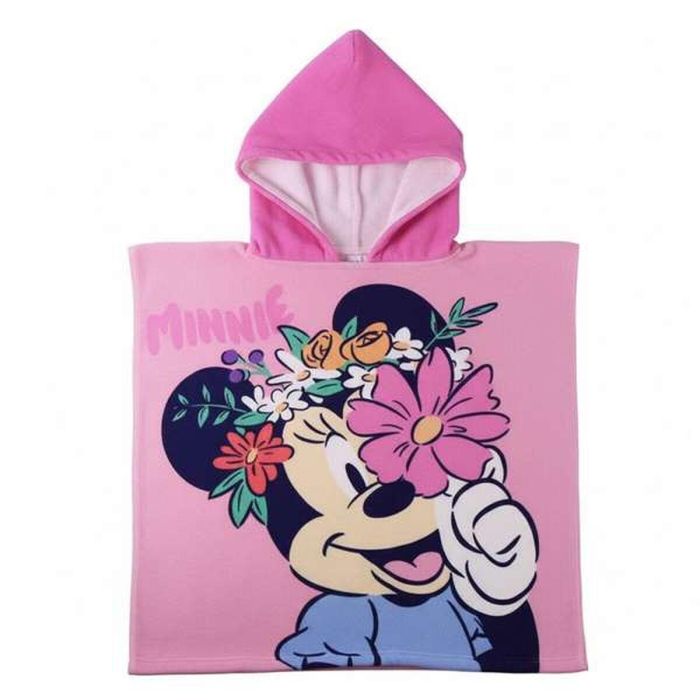 Serviette poncho avec capuche Minnie Mouse Rose 55 x 77 cm