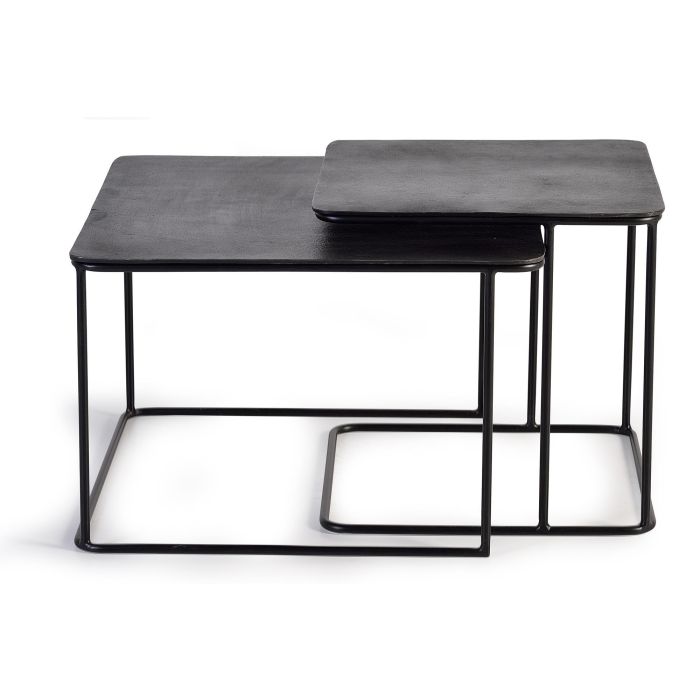 GINER Y COLOMER - Set de 2 Tables Basses Emboîtables en Métal avec Plateau Martelé Bronze, Noir et Fer - 60 cm & 46 cm 0 GINER Y COLOMER - Set de 2 Tables Basses Emboîtables en Métal avec Plateau Martelé Bronze, Noir et Fer - 60 cm & 46 cm 0