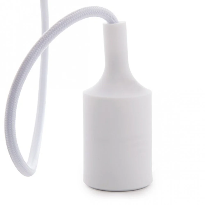 Douille E27 avec câble et rosace, blanche 2