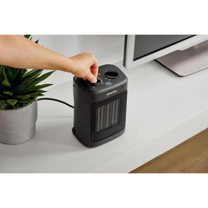 Sencor SFH 7601BK Radiateur ventilateur à air chaud céramique PTC 2000 W 3 niveaux, sécurité surchauffe et basculement, pour 10-15 m², Noir