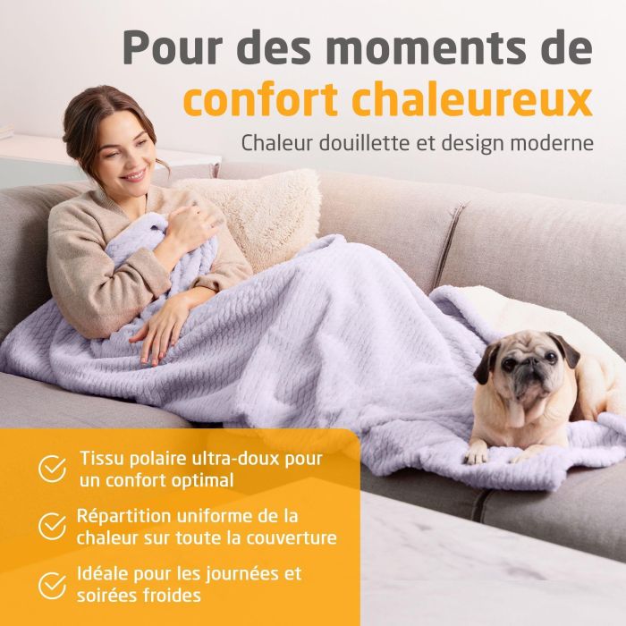 Couverture chauffante reversible - MEDISANA - HB 418 - 120 W - 9 réglages - 180 x 130 cm - Violet 2