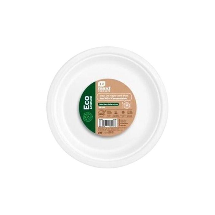 Lot d'assiettes réutilisables Maxi Products Blanc Canne à sucre Ø 26 cm 50 Pièces (10 Unités) 1
