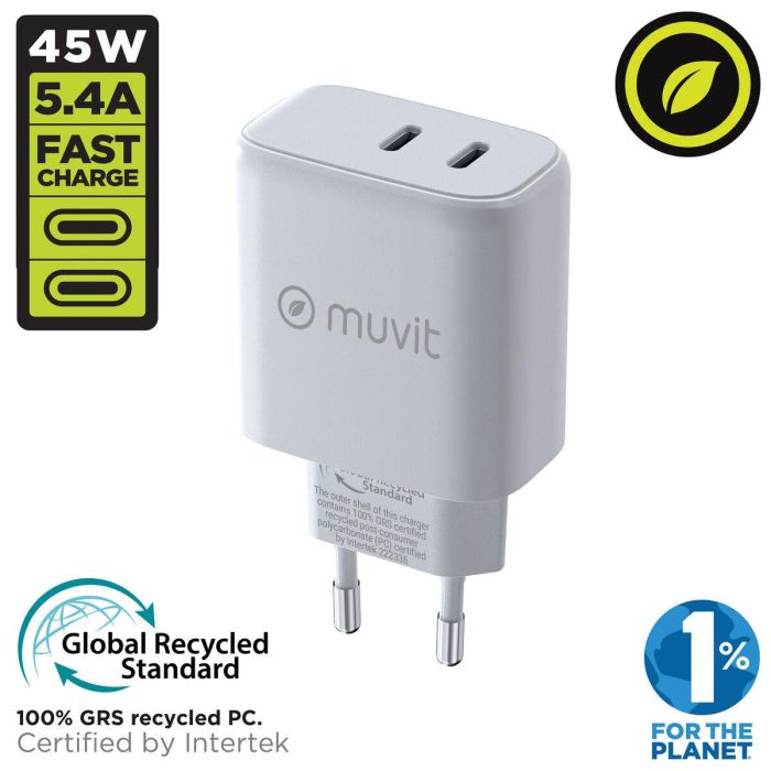 Chargeur mural Muvit for Change HC-175 Blanc 20 W 45 W 4