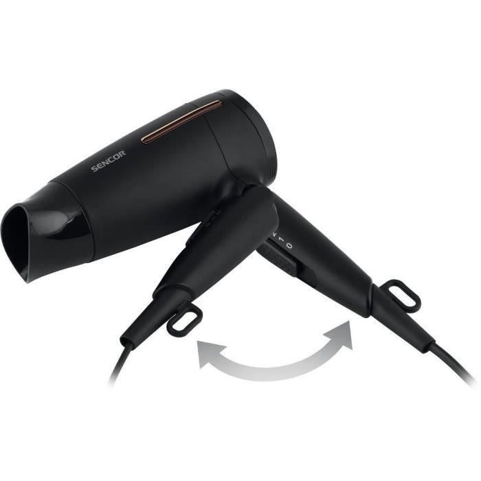 Sencor SHD 0045BK Sèche-cheveux 1600W Compact, 2 Températures/Vitesses, Fonction Air Froid, Poignée Ergonmique - 1.8m