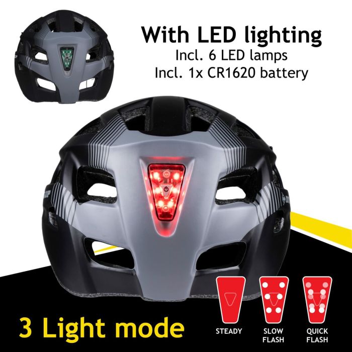 Casque de Cyclisme pour Adultes Dunlop M Noir Lumière LED 6