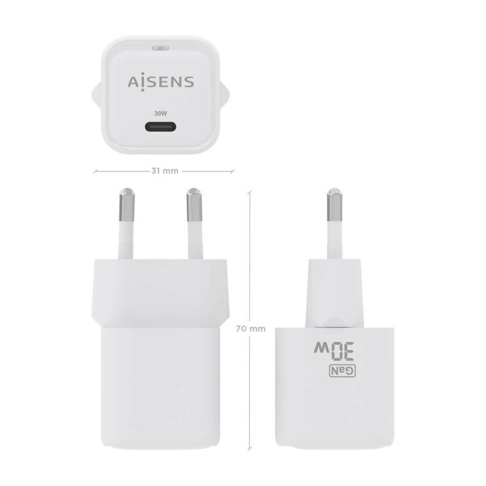 Chargeur mural Aisens ASCH-30W1P018-W Blanc 30 W (1 Unité) 2 Chargeur mural Aisens ASCH-30W1P018-W Blanc 30 W (1 Unité) 2