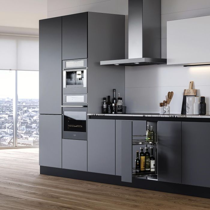 Emuca porte-bouteilles latéral extractible TitaneMax, avec fermeture amortie, module 200mm, Acier, Chromé 1 Emuca porte-bouteilles latéral extractible TitaneMax, avec fermeture amortie, module 200mm, Acier, Chromé 1