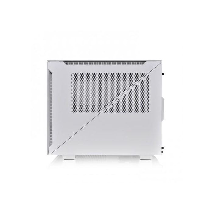 Thermaltake Divider 200 TG Snow - Boîtier PC Micro-ATX/Mini-ITX Blanc, Vitre Trempée Latérale, 1x Ventilateur 200 mm & 1x 120 mm Pré-installés, Ports USB 3.2 Gen 2 Type-C et Type-A