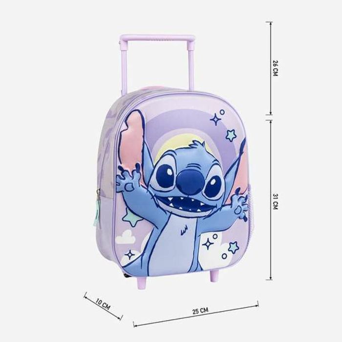 Cartable 3D avec roulettes Stitch Lila 25,0 x 31,0 x 10,0 cm 1