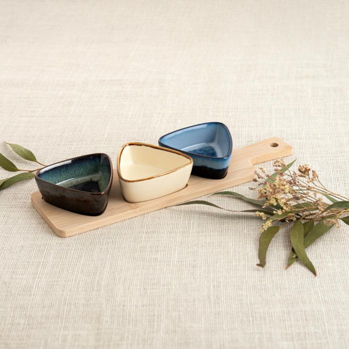 Tabla Aperitivo Bambú Cerámica Moana Bidasoa 34x9,5x4,5 cm 1