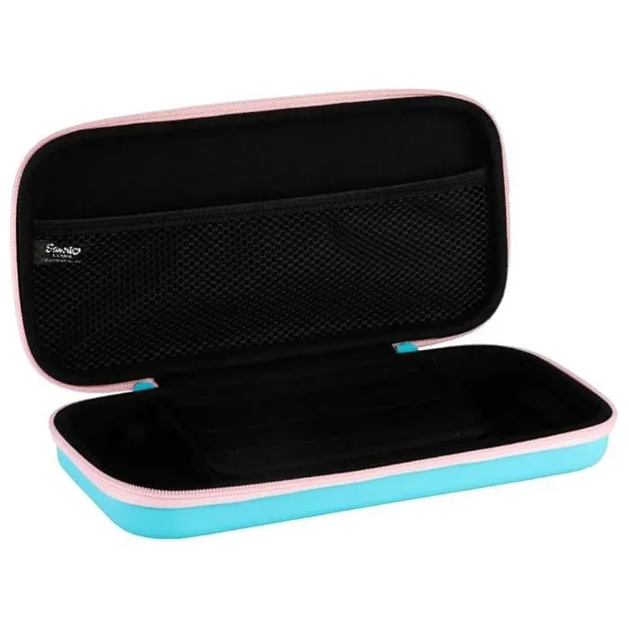 Konix Housse de Protection et Transport pour Nintendo Switch 2, Switch et Switch OLED - Sac avec Filet de Rangement 8 Jeux - Motif Hello Kitty et Thé - Bleu