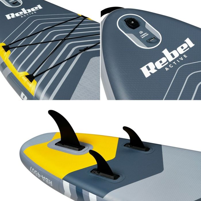 Planche de Paddle Surf Gonflable avec Accessoires Rebel RBA-4501 Gris