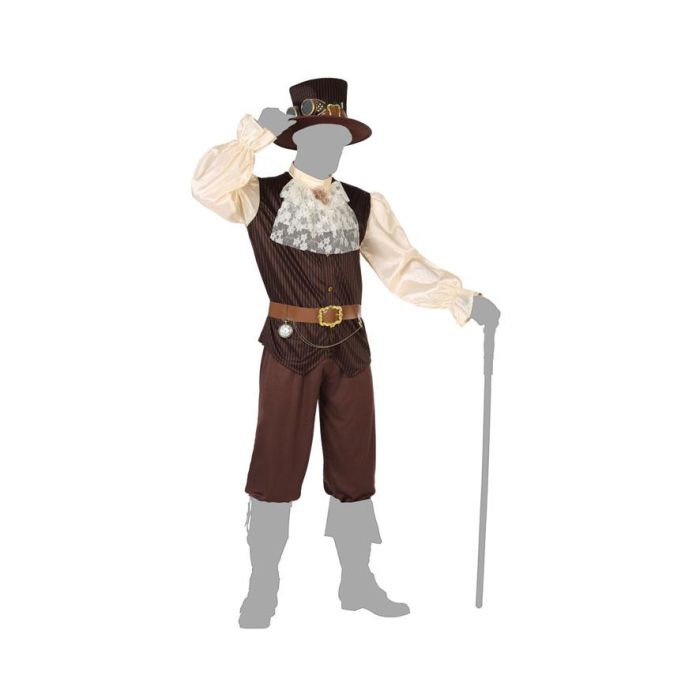 Déguisement Steampunk Homme Adulte 5 Pièces Taille M-L Marron Cuir et Laiton Doré - Pour Fête