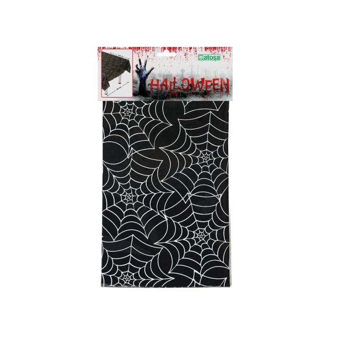 Mantel Halloween Noir avec Design Toile d'Araignée pour Table - 120 x 240 cm - Décoration de Fête Effrayante