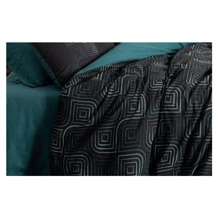 Ensemble de linge de lit - 1 housse de couette 140 x 200 cm + 1 taie d'oreiller 60 x 60 cm - 100% coton renforcé - Imprimé Bleu pétrole